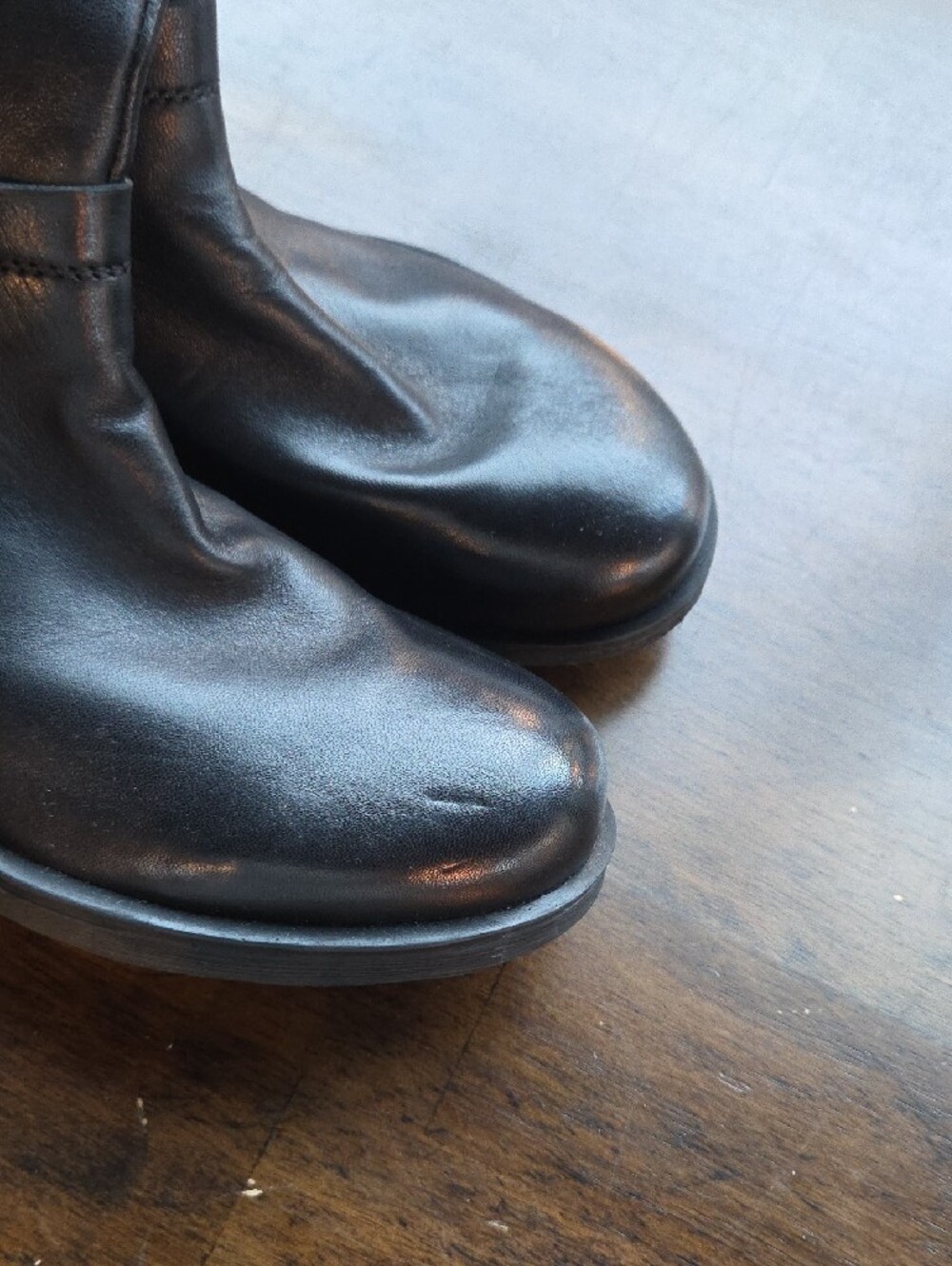 Geox Size 7 Women's Black Leather Harness Boots with Buckle Strap - Picture 2 of 9